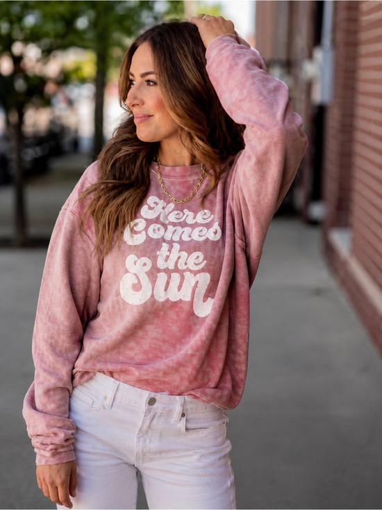 Tops - Here Comes the Sun Pink Tie-Dye Sweatshirt